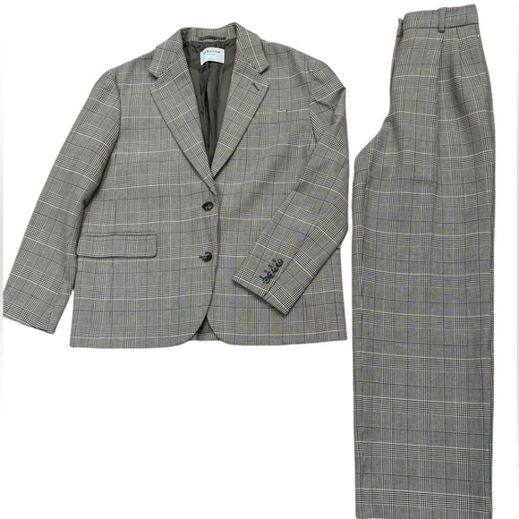 Babaton Atelier Sz 1 / XS Blazer Oversized Beige Plaid Academia Classic Preppy - Picture 8 of 8